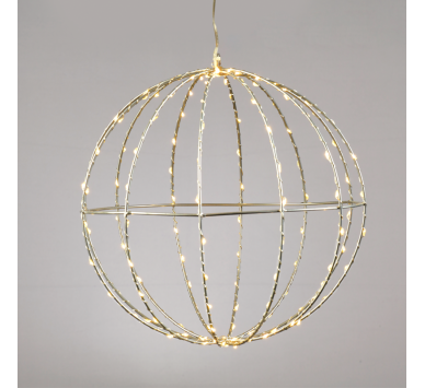  "D40CM SILVER BALL" 240 ΜΙΝΙ LED ΛΑΜ, WW, ΑΣΗΜΙ ΚΑΛΩΔ. ΧΑΛΚΟΥ,ΑΝΤΑΠΤ.(4.5VDC),IP44, 3M ΔΙΑΦ ΚΑΛ