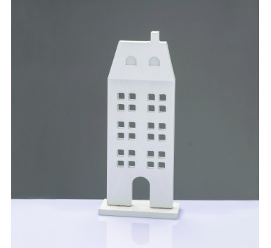 WOODEN DECORATIVE WHITE HOUSE  ΜΟΤΙΦ 11.5*5*27,5cm^