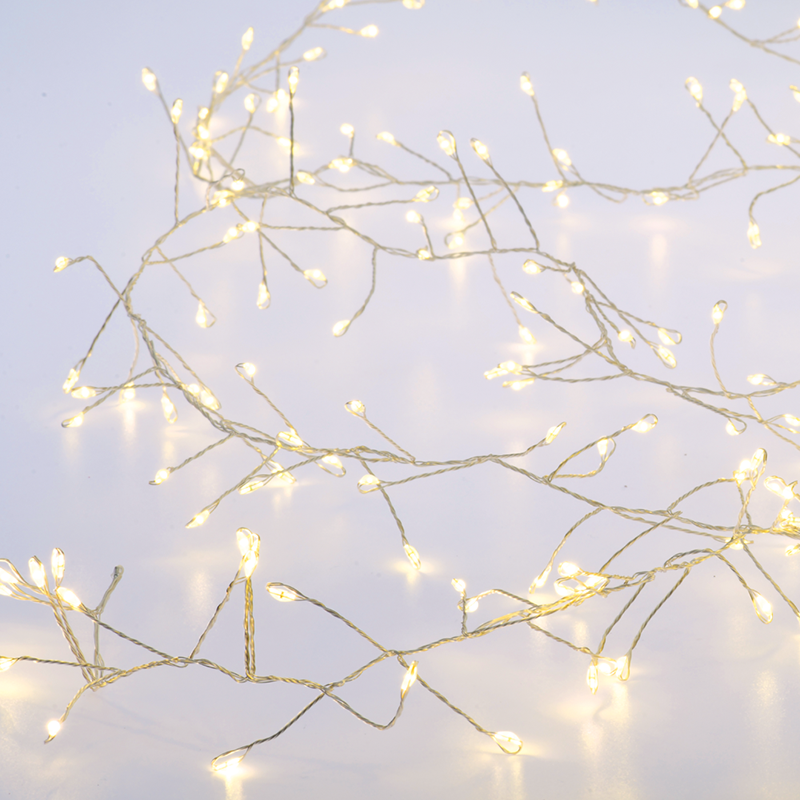  300 CLUSTER LED ΛΑΜΠΑΚ ΣΕΙΡΑ, WW, ΑΣΗΜΙ ΚΑΛΩΔ. ΧΑΛΚΟΥ,ΑΝΤΑΠΤ.(4.5VDC) & 8 ΠΡΟΓΡΑΜ.,IP44  3m+3m 6W