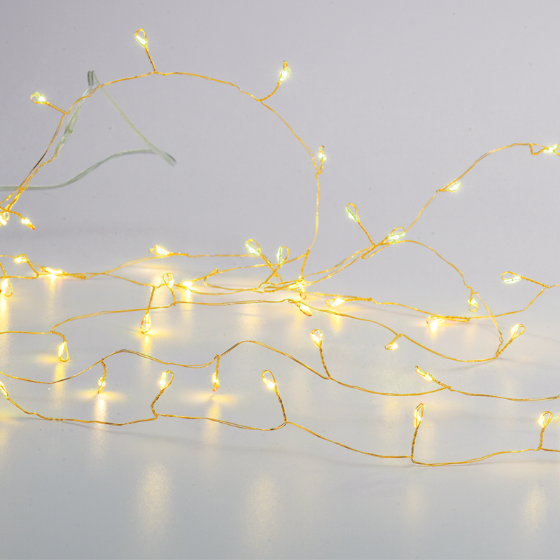  300 CLUSTER LED ΛΑΜΠΑΚ ΣΕΙΡΑ, WW, ΧΡΥΣΟ ΚΑΛΩΔ. ΧΑΛΚΟΥ,ΑΝΤΑΠΤ.(4.5VDC) & 8 ΠΡΟΓΡΑΜ.,IP44  3m+3m 6W