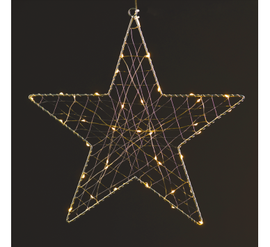 "1D Copper Wire Metal Motifs" ΑΣΤΕΡΙ 40 ΜINI LED ΛΑΜΠΑΚ ΜΕ ΚΑΛΩΔΧΑΛΚΟΥ & ΑΝΤΑΠΤΡΟΡΑ(3V DC)ΘΕΡΜΟ