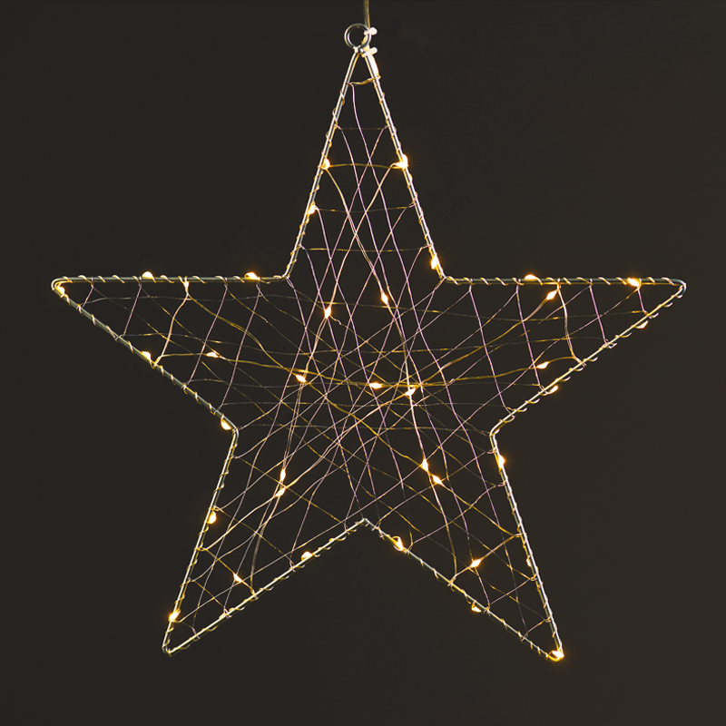  "1D Copper Wire Metal Motifs" ΑΣΤΕΡΙ 40 ΜINI LED ΛΑΜΠΑΚ ΜΕ ΚΑΛΩΔΧΑΛΚΟΥ & ΑΝΤΑΠΤΡΟΡΑ(3V DC)ΘΕΡΜΟ