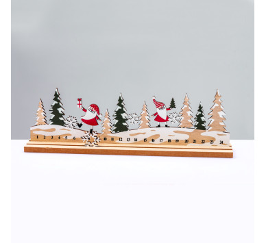 WOODEN XMAS COUNTDOWN WITH SANTA ΔΙΑΚΟΣΜHTIKO ΜΟΤΙΦ 33x5x10cm^