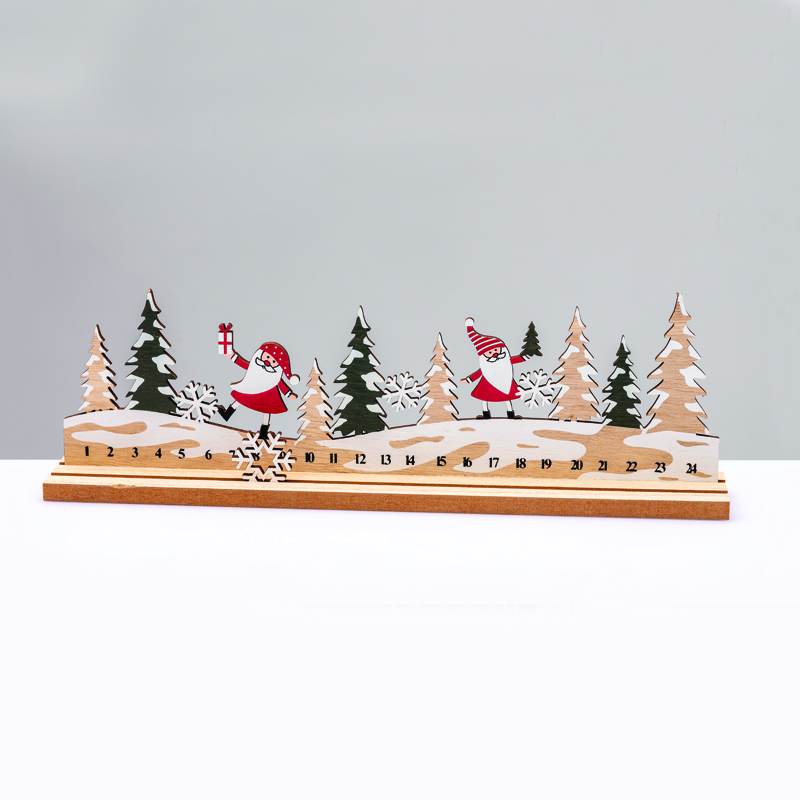 WOODEN XMAS COUNTDOWN WITH SANTA ΔΙΑΚΟΣΜHTIKO ΜΟΤΙΦ 33x5x10cm^