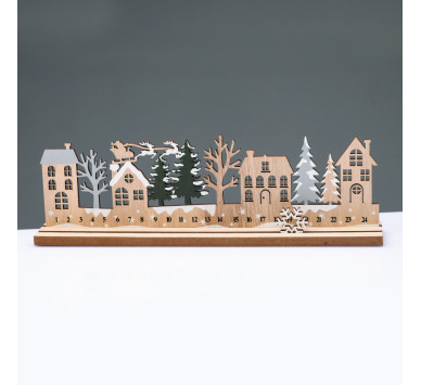 WOODEN XMAS COUNTDOWN WITH TREES ΔΙΑΚΟΣΜΗΤΙΚΟ ΜΟΤΙΦ 33x5x10cm^