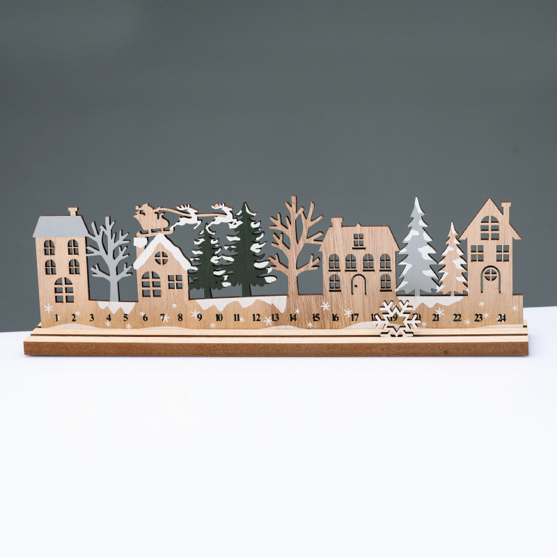WOODEN XMAS COUNTDOWN WITH TREES ΔΙΑΚΟΣΜΗΤΙΚΟ ΜΟΤΙΦ 33x5x10cm^