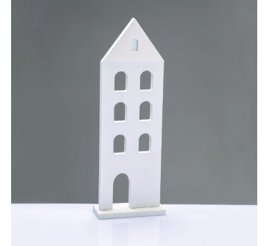 WOODEN DECORATIVE WHITE HOUSE  ΜΟΤΙΦ 11.5*5*33,5cm^