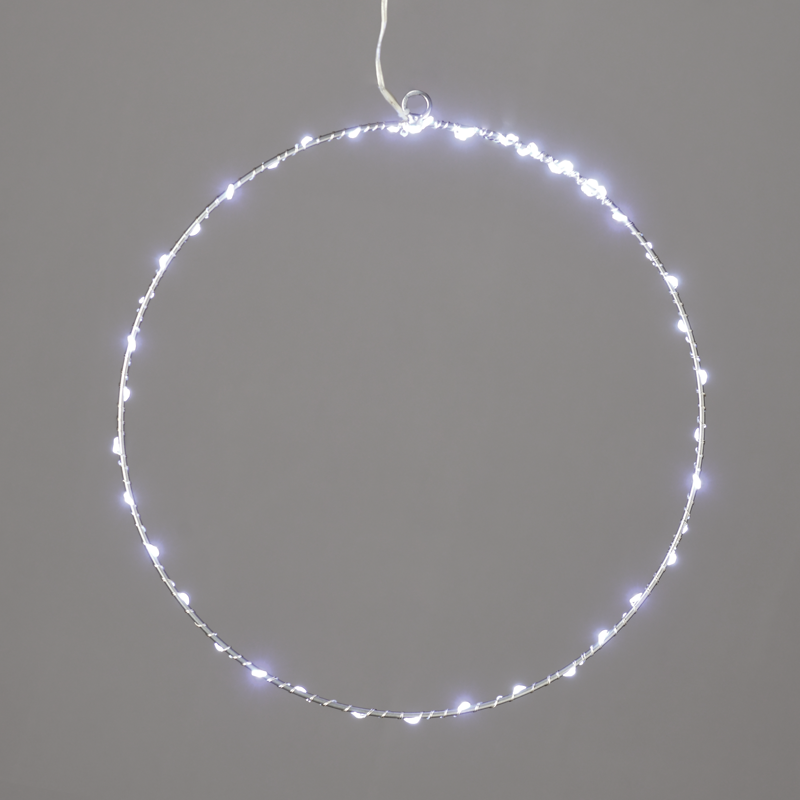  "D30CM SILVER ROUND" 45 ΜΙΝΙ LED ΛΑΜ, CW, ΑΣΗΜΙ ΚΑΛΩΔ. ΧΑΛΚΟΥ,ΑΝΤΑΠΤ.(3VDC),IP44, 3M ΔΙΑΦ ΚΑΛ