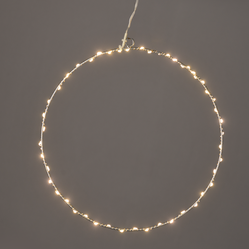  "D50CM SILVER ROUND" 65 ΜΙΝΙ LED ΛΑΜ, WW, ΑΣΗΜΙ ΚΑΛΩΔ. ΧΑΛΚΟΥ,ΑΝΤΑΠΤ.(3VDC),IP44, 3M ΔΙΑΦ ΚΑΛ