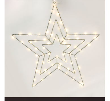 "THREE STARS"70 ΜΙΝΙ LED ΛΑΜΠ, WW, ΑΣΗΜΙ ΚΑΛΩΔ ΧΑΛΚΟ, ΑΝΤΑΠΤ(3.5VDC),IP44 65.5X65.5CM&3MΔΙΑΦ.ΚΑΛ.