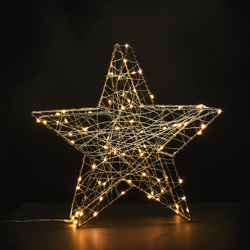 "3D Copper Wire Metal Motifs" ΑΣΤΕΡΙ 80 ΜINI LED ΛΑΜΠΑΚ ΜΕ ΚΑΛΩΔΧΑΛΚΟΥ & ΑΝΤΑΠΤΡΟΡΑ(3V DC)ΘΕΡΜΟ