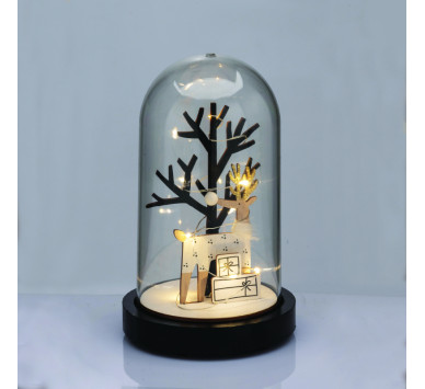 WOODEN DEER WITH PLASTIC COVER(TREE) 8MINI LED ΔΙΑΚ ΘΕΡΜ ΛΑΜΠ ΜΠΑΤ 2ΧΑΑΑ(ΣΥΜΠΕΡΙΛΑΜΒ) ΔΙΑΜ:11*19cm