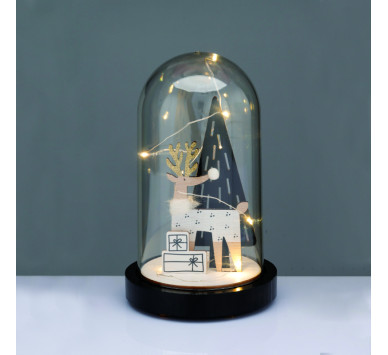 WOODEN DEER WITH PLASTIC COVER(XMAS TREE) 8MINI LED ΔΙΑΚ ΘΕΡΜ ΛΑΜΠ ΜΠΑΤ 2ΧΑΑΑ(ΣΥΜΠΕΡΙΛ)ΔΙΑΜ11*19cm