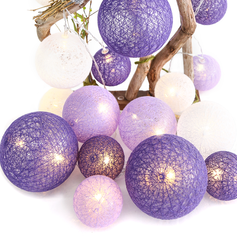  “WOVEN BALL FAIRY LIGHTS” ΜΩΒ-ΑΣΠΡH ΜΠΑΛΑ 20 LED ΛΑΜΠΑΚ ΣΕΙΡΑ ΜΠΑΤΑΡ(3xΑΑ) ΘΕΡΜΟ ΛΕΥΚΟ IP20 285+30