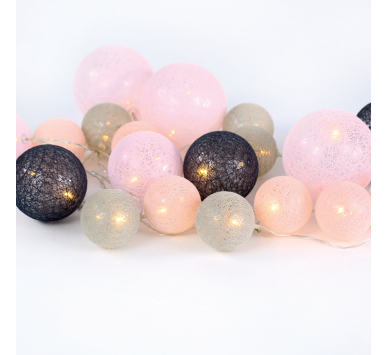  “WOVEN BALL FAIRY LIGHTS” POZ - ΓΚΡΙ ΜΠΑΛΑ 20 LED ΛΑΜΠΑΚ ΣΕΙΡΑ ΜΠΑΤΑΡ(3xΑΑ) ΘΕΡΜΟ ΛΕΥΚΟ IP20