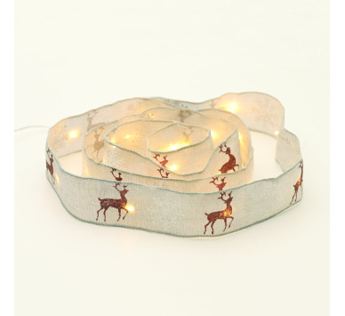 WHITE RIBBON WITH REINDEERS 20 LED ΛΑΜΠ.ΧΑΛΚΟΥ WW ΑΣΗΜΙ ΚΑΛ. ΜΠΑΤ:2XAA(ΔΕΝ ΠΕΡΙΛ) IP20 2m 30cm 1.2W