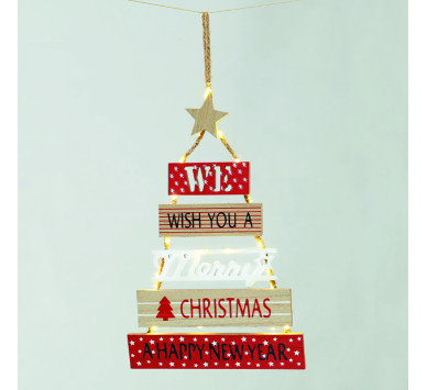 WOODEN SIGN XMAS TREE 20 ΘΕΡΜΑ LED ΛΑΜΠ ΜΠΑΤ: 2ΧAA(ΔΕΝ ΣΥΜΠ) IP20 4*39cm