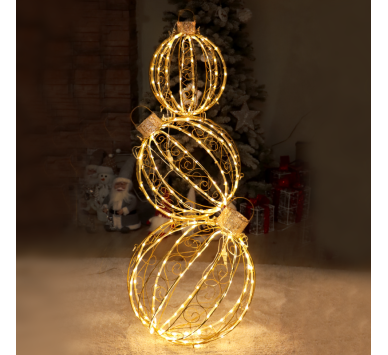 SET OF 3 3D BALLS 262LED ΛΑΜΠ ΘΕΡΜΑ ΣΤΑΘ&FLASH ΧΡΥΣΟ ΚΑΛ ΧΑΛΚ ΑΝΤΑΠΤ 4,35VDC 51*51*130cm IP44 5mΚΑΛ