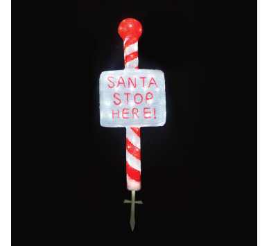 ACRYLIC SIGN SANTA STOP HERE  120 LED ΛΕΥΚΑ IP44 35*13*100cm 30cm ΚΑΛ.