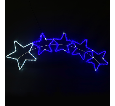 5 STARS 144 LED 6m ΜΟΝΟΚ. ΦΩΤ ΛΕΥΚΟ & ΜΠΛΕ FLASH IP65, 150*50cm 1.5m ΚΑΛ.