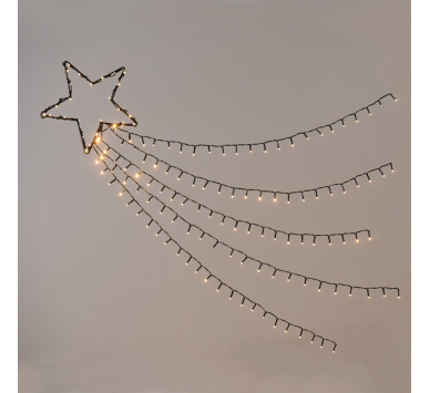 "SHOOTING STAR, 5 ROWS", 150 WW LED 8 ΛΕΙΤΟΥΡΓ., ΑΝΤΑΠ. (4.5VDC) IP44 30cm (1m ΟΥΡΑ), 5m. ΚΑΛ. ΤΡ