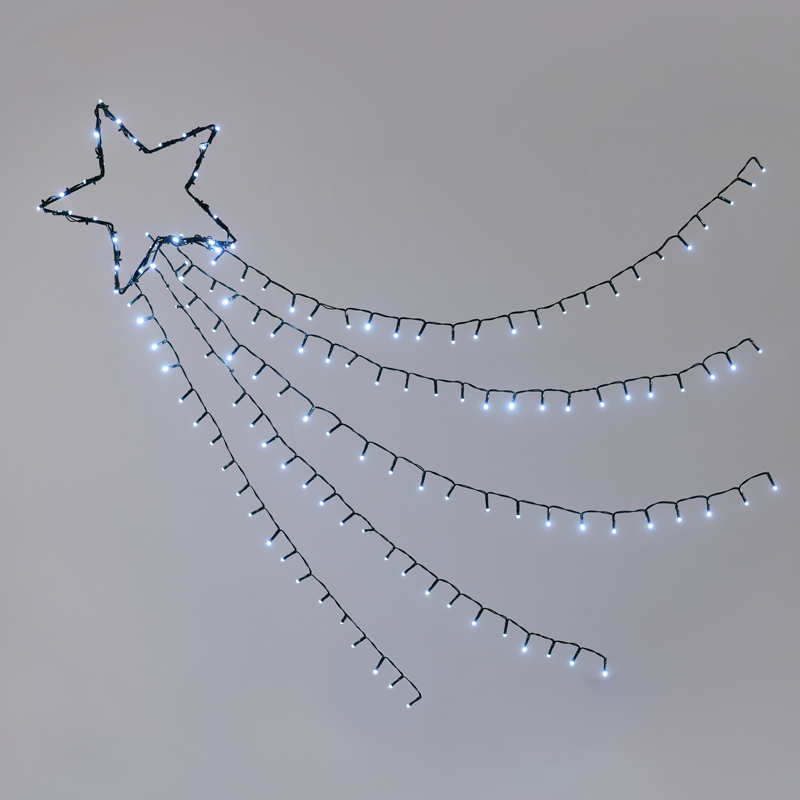 "SHOOTING STAR, 5 ROWS", 150 CW LED 8 ΛΕΙΤΟΥΡΓ., ΑΝΤΑΠ. (4.5VDC) IP44 30cm (1m ΟΥΡΑ), 5m. ΚΑΛ. ΤΡ
