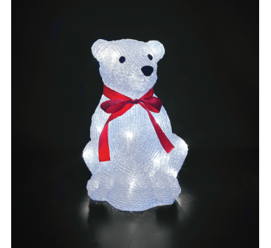 ACRYLIC SITTING BEAR 30 LED ΛΕΥΚΑ IP44 22,5*22*30cm  30cm ΚΑΛ.