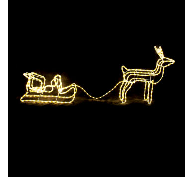 REINDEER WITH SLEIGH, 312 LED ΣΧΕΔ. 13m ΜΟΝΟΚ. ΦΩΤΟΣ., WW ΣΤΑΘ., IP65, 65X64X30 & 59X22X29CM, 1.