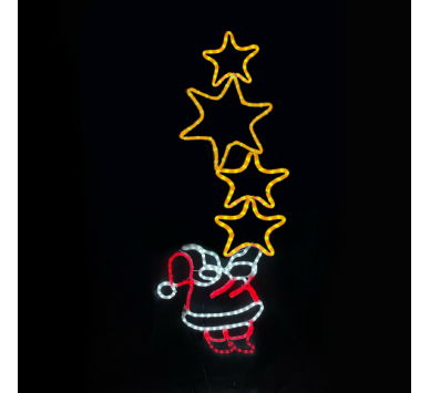 SANTA WITH STARS 336 LED ΜΟΤΙΦ 9,35m ΜΟΝΟΚ. ΦΩΤΟΣ. MULTICOLOR FLASH IP65 49*144cm 1.5m ΚΑΛ.
