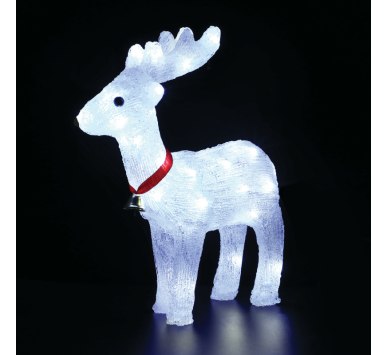 ACRYLIC STANDING REINDEER WITH RIBBON 40 LED ΛΕΥΚΑ IP44 31*13,5*33cm  30cm ΚΑΛ.