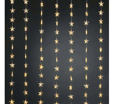48LED ΛΑΜΠ ΚΟΥΡΤΙΝΑ ΑΣΤΕΡΙΑ 6,5cm ΘΕΡΜΟ ΛΕΥΚΟ ΑΝΤΑΠΤ & 8 ΠΡΟΓΡ IP44 120cm 5M ΠΡΑΣ ΚΑΛΩΔ