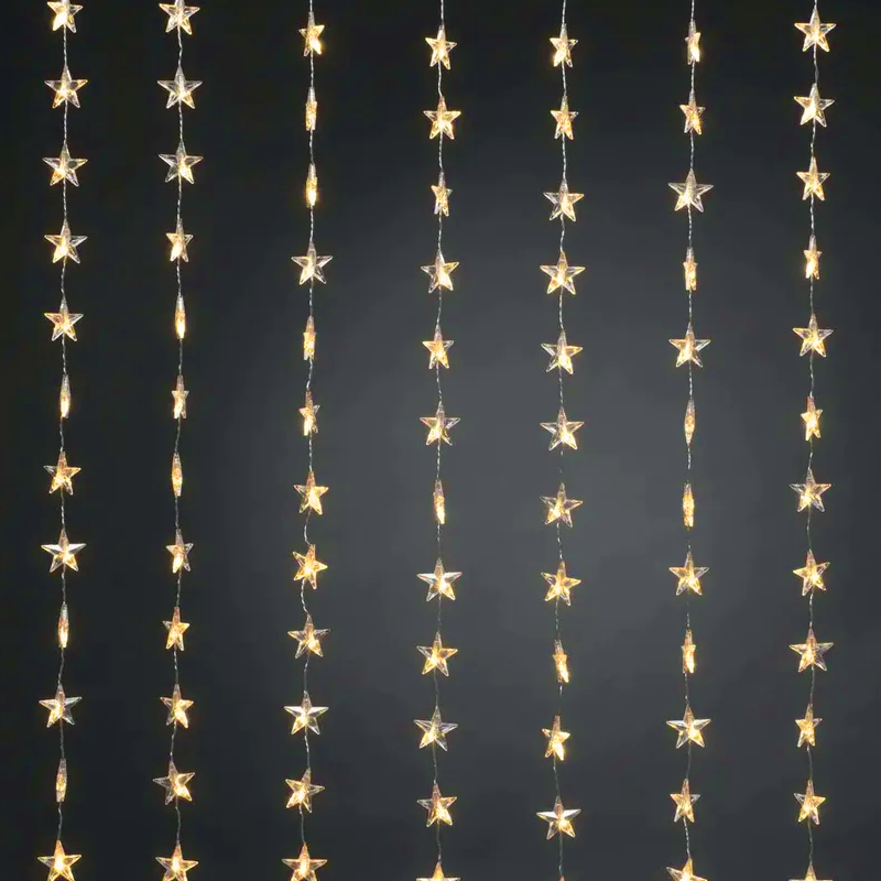 48LED ΛΑΜΠ ΚΟΥΡΤΙΝΑ ΑΣΤΕΡΙΑ 6,5cm ΘΕΡΜΟ ΛΕΥΚΟ ΑΝΤΑΠΤ & 8 ΠΡΟΓΡ IP44 120cm 5M ΠΡΑΣ ΚΑΛΩΔ