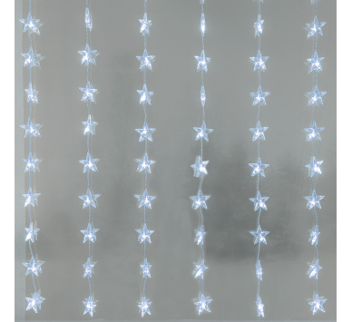 48LED ΛΑΜΠ ΚΟΥΡΤΙΝΑ ΑΣΤΕΡΙΑ 6,5cm ΨΥΧΡΟ ΛΕΥΚΟ ΑΝΤΑΠΤ & 8 ΠΡΟΓΡ IP44 120cm 5M ΠΡΑΣ ΚΑΛΩΔ