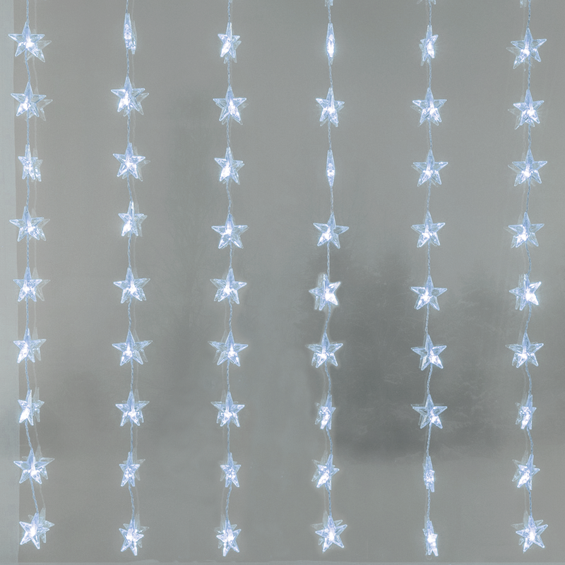 48LED ΛΑΜΠ ΚΟΥΡΤΙΝΑ ΑΣΤΕΡΙΑ 6,5cm ΨΥΧΡΟ ΛΕΥΚΟ ΑΝΤΑΠΤ & 8 ΠΡΟΓΡ IP44 120cm 5M ΠΡΑΣ ΚΑΛΩΔ