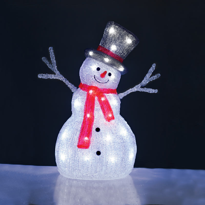 ACRYLIC STANDING SNOWMAN 40 LED ΨΥΧΡΟ ΛΕΥΚΟ 31*22*45cm IP44 5m ΚΑΛ^