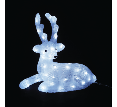 ACRYLIC SITTING REINDEER 55 LED ΛΕΥΚΑ IP44 36*16,5*37cm  30cm ΚΑΛ.