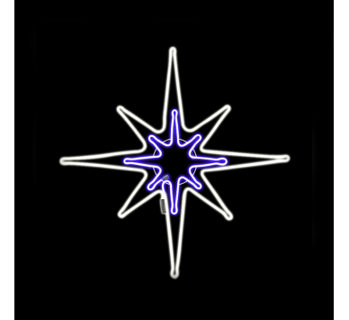 "NORTH STAR" 600 NEON LED 6m DOUBLE SMD ROPE LIGHT, CW+BLUE STEADY,IP44,81Χ81CM,1.5m ΚΑΛ. ΤΡΟΦ.