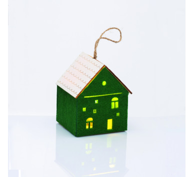 FELT HOUSE WOODEN ROOF ΠΡΑΣΙΝΟ 1 MINI LED ΔΙΑΚ ΘΕΡΜΟ ΛΑΜΠ ΜΠΑΤ 3*AG10 (ΣΥΜΠΕΡΙΛΑΜΒ) 8*8*9,6cm
