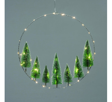 WREATH TREES ΔΙΑΚΟΣΜ ΚΡΕΜΑΣΤΟ 50 LED ΛΑΜΠ ΘΕΡΜΑ ΜΠΑΤ 3ΧΑΑ (ΔΕΝ ΣΥΜΠ) IP20  ΔΙΑΜ:40cm 30cm ΚΑΛ