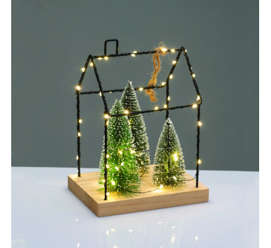 METAL HOUSE WITH TREES ΔΙΑΚΟΣΜ ΚΡΕΜΑΣΤΟ 55 LED ΛΑΜΠ ΘΕΡΜΑ ΜΠΑΤ 3ΧΑΑΑ (ΔΕΝ ΣΥΜΠ) IP20  16.5*12*22cm