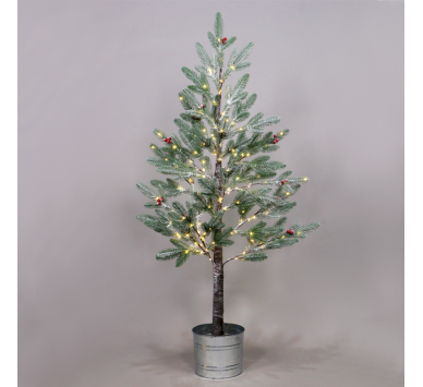  SNOW FLOWER TREE WITH RED CHERRY&POT 168WW LED ΛΑΜΠΑΚ ΑΝΤΑΠ(4,5V)IP44 ΥΨ.120CM Ø20CM 3MΚΑΛΩΔ ΤΡΟΦ