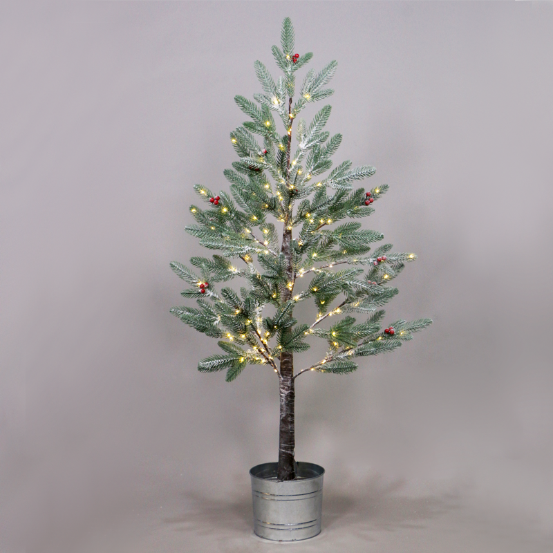  SNOW FLOWER TREE WITH RED CHERRY&POT 168WW LED ΛΑΜΠΑΚ ΑΝΤΑΠ(4,5V)IP44 ΥΨ.120CM Ø20CM 3MΚΑΛΩΔ ΤΡΟΦ