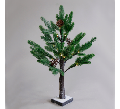  “SNOW PINE TREE WITH PINE CONES” 24 WW LED ΛΑΜΠΑΚ. IP20 3xAA ΥΨΟΣ 60CM ΒΑΣΗ 10x10CM