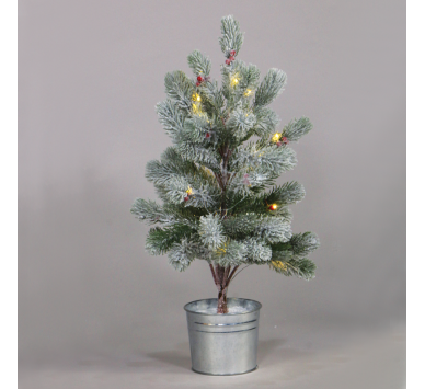  “SNOW PINE TREE WITH RED CHERRY AND POT” 28 WW LED ΛΑΜΠΑΚ. IP20 3xAA ΥΨΟΣ 55cm Ø12,5cm