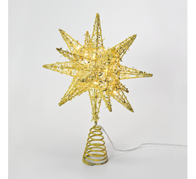  "GOLD TINSEL THREAD STAR 2" 20 MINI WW LED ΛΑΜΠ. ΜΠΑΤ. 3ΧΑΑ,IP20 28x5x20cm