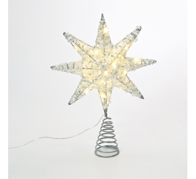  "SILVER TINSEL THREAD STAR 1" 20 MINI WW LED ΛΑΜΠ. ΜΠΑΤ. 3ΧΑΑ,IP20 28x5x20cm