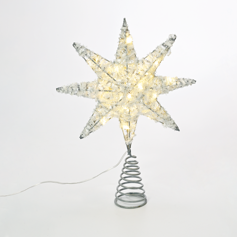  "SILVER TINSEL THREAD STAR 1" 20 MINI WW LED ΛΑΜΠ. ΜΠΑΤ. 3ΧΑΑ,IP20 28x5x20cm