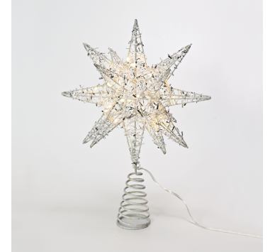  "SILVER TINSEL THREAD STAR 2" 20 MINI WW LED ΛΑΜΠ. ΜΠΑΤ. 3ΧΑΑ,IP20 28x5x20cm