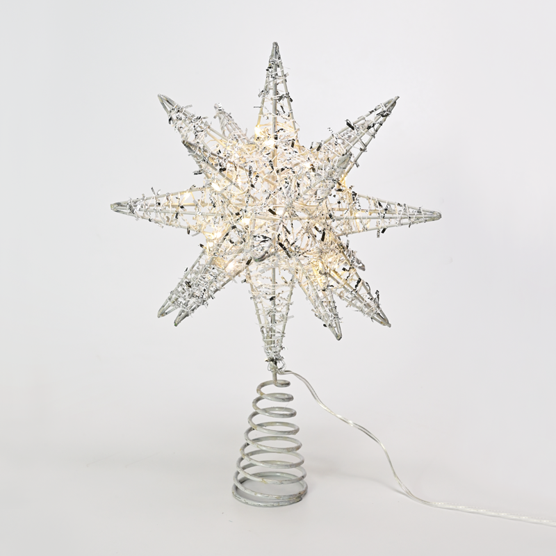  "SILVER TINSEL THREAD STAR 2" 20 MINI WW LED ΛΑΜΠ. ΜΠΑΤ. 3ΧΑΑ,IP20 28x5x20cm