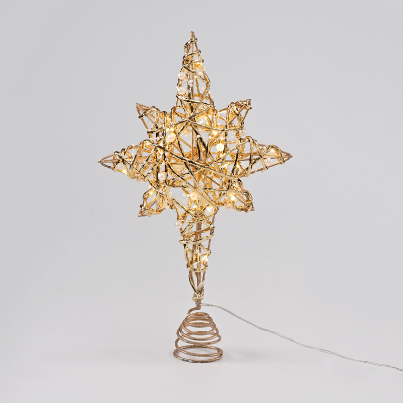  "GOLD & WHITE BEAD STAR " 20 MINI WW LED ΛΑΜΠ. ΜΠΑΤ. 3ΧΑΑ,IP20 37x5x20cm